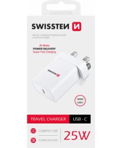 Swissten Tīkla Lādētājs PD USB-C priekš UK kontaktligzdas 25W