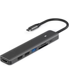 Extradigital Aдаптер USB Type-C - HDMI, 3x USB Type-A, SD, TF, USB Type-C PD100W