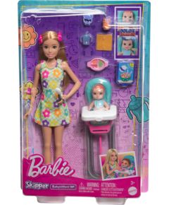 Lalka Barbie Mattel Skipper Opiekunka Zestaw Karmienie maluszka HTK35