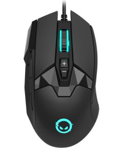 LORGAR Stricter 579, gaming mouse, 9 programmable buttons, Pixart PMW3336 sensor, DPI up to 12 000, 50 million clicks buttons lifespan, 2 switches, built-in display, 1.8m USB soft silicone cable, Matt UV coating with glossy parts and RGB lights with 4 LED