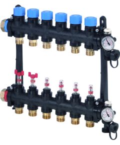 Uponor Vario M sadalītājs ar plūsmas mērītājiem FM, 7X Silto grīdu sistēmas