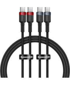 Cable Baseus Cafule USB-C to USB-C 100W,1m, 2psc (Red Black, Grey Black)