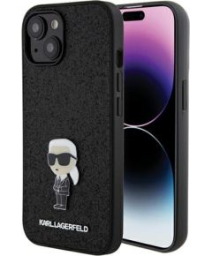 Karl Lagerfeld Fixed Glitter Ikonik Logo Metal Pin Back Case Aizsargapvalks Priekš Apple iPhone 15