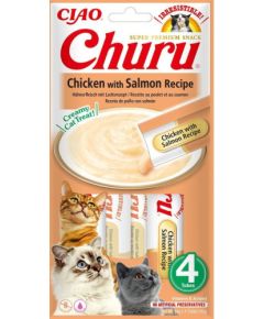 INABA Churu Chicken with salmon recipe - cat treats - 4x14 g