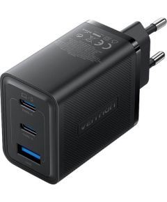 Wall charger, Vention, FERB0-EU,  2xUSB-C, USB- A, 65W/65W/30W, GaN (black) Зарядные устройства