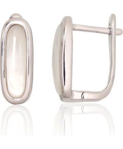 Sudraba auskari ar 'angļu' slēdzēju #2204178(PRh-Gr)_PL, Sudrabs 925°, rodijs (pārklājums), Perlamutrs, 4.1 gr. Ar "angļu" slēdzēju