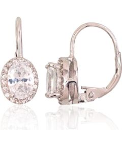 Серебряные серьги на английском замке #2202957(PRh-Gr)_CZ, Серебро 925°, родий (покрытие), Цирконы, 2.9 гр.