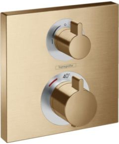 Hansgrohe iebūvējamā termostata Ecostat Square virsapmetuma daļa, ar 2 izejām, brushed bronze