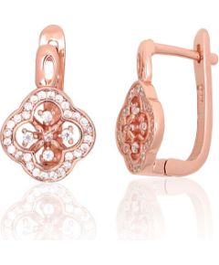 Sudraba auskari ar 'angļu' slēdzēju #2204260(PAu-R)_CZ, Sudrabs 925°, sarkanais zelts (pārklājums), Cirkoni, 3.6 gr. Ar "angļu" slēdzēju