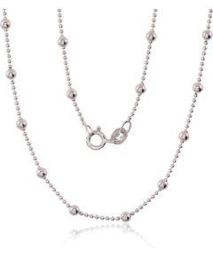 Серебряная цепочка Бусинки 1-3 мм #2400058(PRh-Gr), Серебро 925°, родий (покрытие), длина: 45 см, 4.3 гр. Ķēdītes