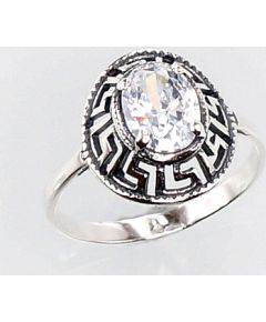 Серебряное кольцо #2100676(POx-Bk)_CZ, Серебро 925°, оксид (покрытие), Цирконы, Размер: 19, 2.4 гр. Sieviešu