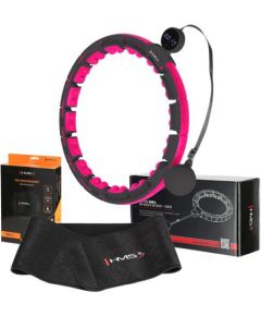 Vingrošanas rinķis ar atsvaru un skaitītāju SET HULA HOOP MAGNETIC BLACK/PINK HHM16 WITH WEIGHT + COUNTER HMS + WAIST SUPPORT BR163 BLACK Vingrošanas riņķi