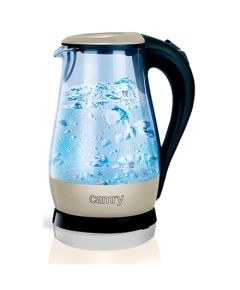 Camry CR 1251 Standard kettle, Glass, Glass/White, 2000 W, 360° rotational base, 1.7 L
