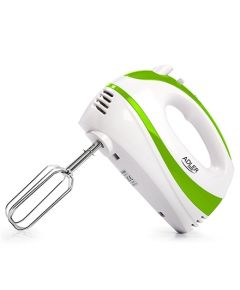 Hand Mixer Adler AD 4205 g White, green, Hand Mixer, 300 W, Number of speeds 5, Shaft material Stainless steel,