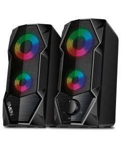 Skaļruņi 2.0 Sven 410, melni (6 W, USB barošana, fona apgaismojums)