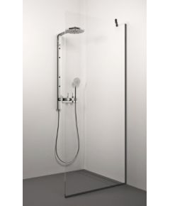 dušas siena Conforto Cor Black, 700 mm, h=2000, melns/linea stikls