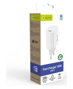 Wall Charger PD 20W Type-C By Muvit White