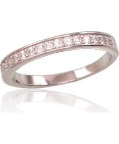 Sudraba gredzens #2101477(PRh-Gr)_CZ, Sudrabs 925°, rodijs (pārklājums), Cirkoni, Izmērs: 17, 1.7 gr. Sieviešu