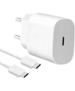 Samsung -  EP-TA800EWE + EP-DG980BWE Samsung 25W Travel Charger + USB-C/USB-C Data Cable White (OOB Bulk) Telefonu lādētāji 220v