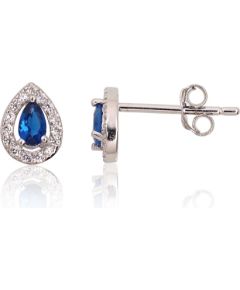 Серебряные серьги-пуссеты #2203688(PRh-Gr)_CZ+CZ-DB, Серебро 925°, родий (покрытие), Цирконы, 0.7 гр. Puseti