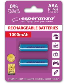 Esperanza EZA101B PRECHARGED HR03 1000MAH ALWAYS READY BLISTERA IEPAKOJUMĀ 2GB.
