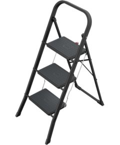 Hailo Pakāpienu soliņš salokāms K44 StandardLine / tērauda / 3 pakāpieni, drošības rokturis / melns