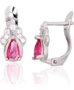 Sudraba auskari ar 'angļu' slēdzēju #2201791(PRh-Gr)_CZ+CZ-RO, Sudrabs 925°, rodijs (pārklājums), Cirkoni, 1.1 gr. Ar "angļu" slēdzēju