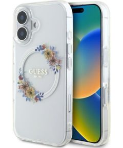 Guess IML Flowers Wreath MagSafe Case Защитный Чехол для Apple iPhone 16 Plus