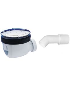 Wirquin dušas vanniņas sifons Twisto, d=90x40/50 mm, 50 l/min, plastmasa, balts/hroms