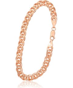 Sudraba ķēdīte Mona Liza 6 mm, dimantu apstrādājums #2400106(PAu-R)-bracelet, Sudrabs 925°, sarkanais zelts (pārklājums), garums: 19 cm, 8.9 gr. Aproces-ķēdītes