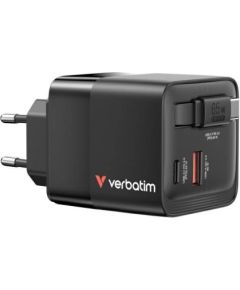 Verbatim 32217 GaN Tīkla Lādētājs 65W  2x USB-C / USB-A + Adapteris