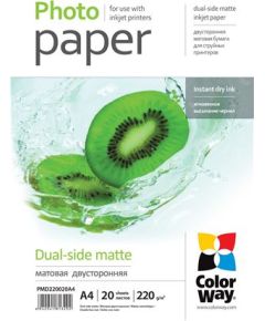 ColorWay Matte Dual-Side Photo Paper, 20 sheets, A4, 220 g/m² Foto ķīmija un papīrs 