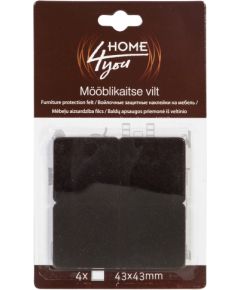 Mēbeļu aizsardzība filcs 43x43mm x 4gab, melns