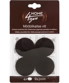 Mēbeļu aizsardzība filcs D43mm x 4gab, melns