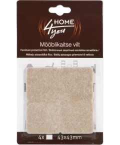 Mēbeļu aizsardzība filcs 43x43mm x 4gab, bēša