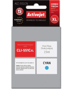 Activejet ACC-551CN Ink cartridge (replacement for Canon CLI-551C; Supreme; 15 ml; cyan)