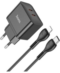 Charger Hoco N29 PD35W with 2 Type-C + Lightning black