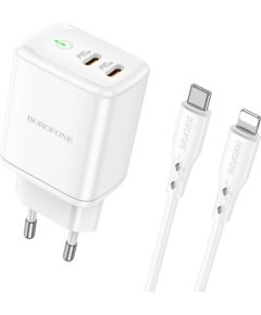 Charger Borofone BN9 2xType-C 35W + Lightning white