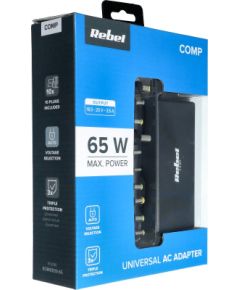 Charger universal REBEL for Notebook/Laptop 65W/18-20V black