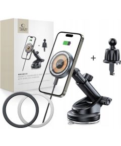 Bezvadu lādētājs TECH-PROTECT MM15W-V5 MAGNETIC MAGSAFE DASHBOARD & VENT CAR MOUNT WIRELESS CHARGER 15W BLACK