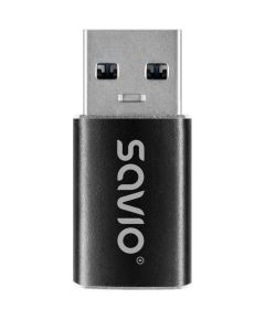 Adapteris Savio AK-81 USB-A to USB-C Black