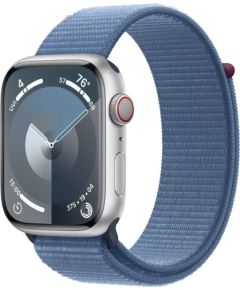 Apple Watch Series 9 GPS + Cellular 45mm Silver Aluminium Case with Winter Blue Sport Loop