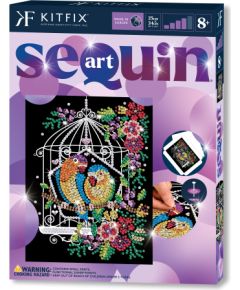 KITFIX Amatniecības komplekts Sequin Art Purple spīdumiņu māksla, Putnu būris
