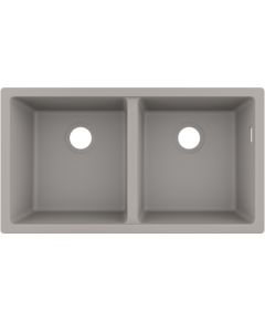 Hansgrohe virtuves izlietne S510-U770, dubultā, 820x450 mm, zem virsmas, concrete grey