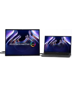 ASUS ZenScreen Fold OLED MQ17QH monitor komputerowy 43,9 cm (17.3") 2560 x 1920 px Quad HD Srebrny