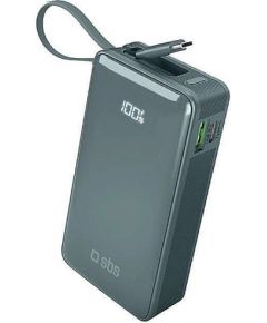 Powerbank SBS 10000mAh, 20W, LCD, integrated cable, Light blue