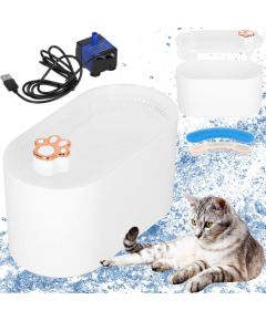 Поилка для кошки и собаки Springos PA0315, фонтан для животных 3 л, с подсветкой, водонепроницаемая IPX8, белая
