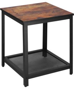 Квадратный журнальный столик с полкой Springos HF0026, 45x45x55 см, лофт стиль, черный/коричневый