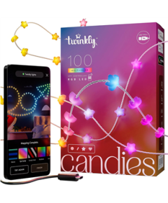 Twinkly Candies Stars, RGB, 100 LED, USB-C, 6 m, caurspīdīgs vads - Viedā gaismas virtene