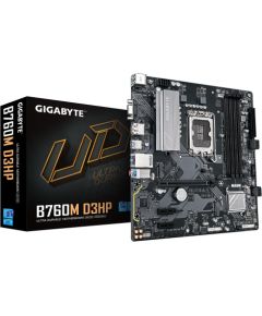 Mainboard GIGABYTE Intel B760 Express LGA1700 Micro-ATX Memory DDR5 Memory slots 4 2xPCI-Express 3.0 1x 1xPCI-Express 4.0 16x 2xM.2 1x15pin D-sub 1xHDMI 1xDisplayPort 2xUSB 2.0 5xUSB 3.2 1xUSB-C 1xPS/2 1xRJ45 3xAudio port B760MD3HP1.0